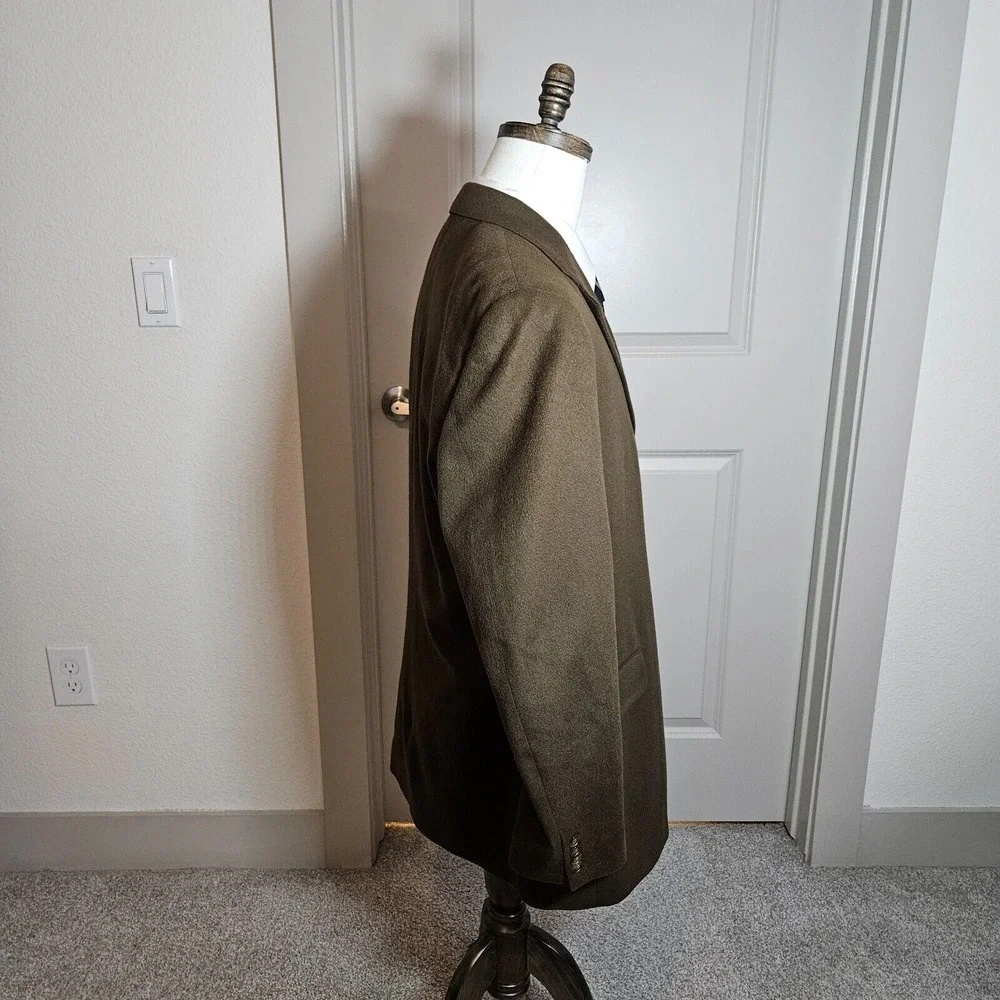 Bill Blass 44R 100% Cashmere Suit Blazer Jacket Sport Coat Men Dark‎ Olive Green